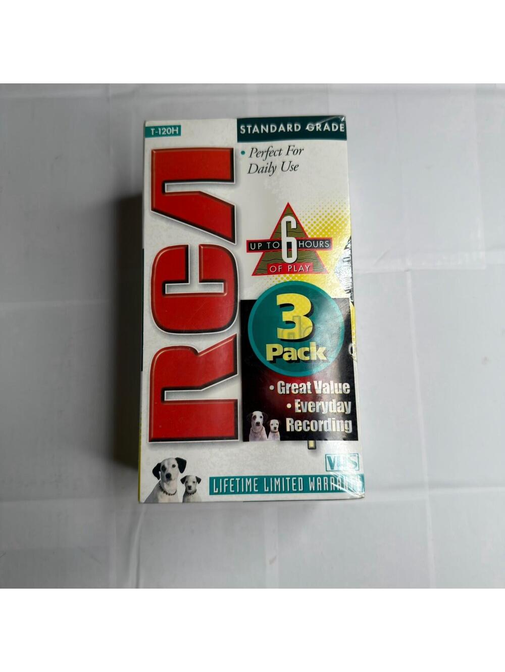 RCA VHS Tapes 3 Pack T-120H 6 Hour Standard Grade Blank Audio New & Sealed